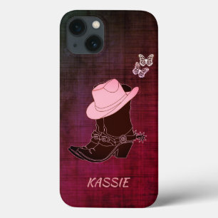 Cowgirl Boots Pet Butterfly Burgundy - Gepersonali Case-Mate iPhone Case