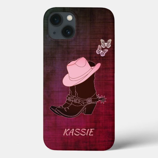 Cowgirl Boots Pet Butterfly Burgundy - Gepersonali Case-Mate iPhone Case (Achterkant)