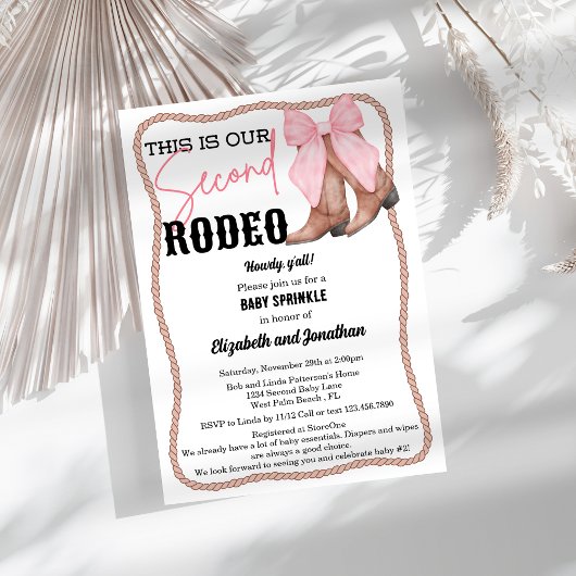 Cowgirl Boots Pink Bow Rodeo Tweede Baby Sprinkle Kaart