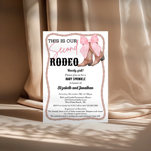 Cowgirl Boots Pink Bow Rodeo Tweede Baby Sprinkle Kaart