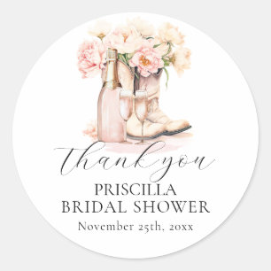 Cowgirl Boots Pioenrozen Roze BRUIDSSCHMAUS Ronde Sticker