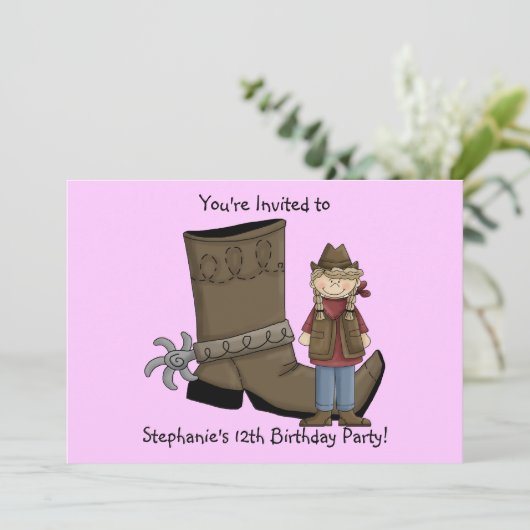 Cowgirl Boots & Spurs - Birthday Girl Celebration Kaart (Staand voorkant)