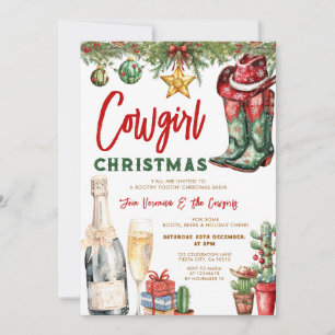 Cowgirl Boots & Wine Westerse Kerstfeest Kaart