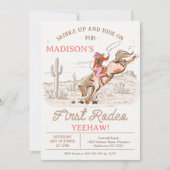 Cowgirl Brown Eerste Rodeo 1e Verjaardag Kaart (Voorkant)