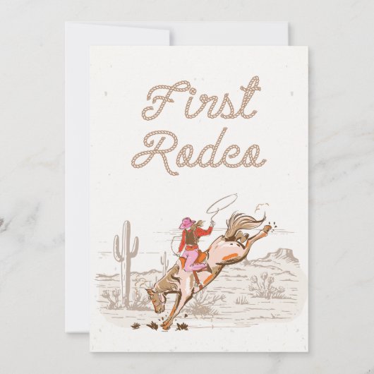 Cowgirl Brown Eerste Rodeo 1e Verjaardag Kaart (Achterkant)
