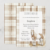 Cowgirl Brown Plaid Stripes Horse Birthday   Kaart (Voorkant / Achterkant)