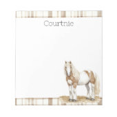 Cowgirl Brown Plaid Stripes Horse Notitieblok (Voorkant)