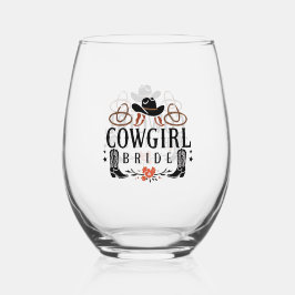 Cowgirl Bruid  Wijnglas Zonder Voet