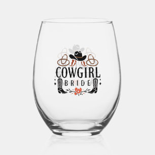 Cowgirl Bruid Wijnglas Zonder Voet
