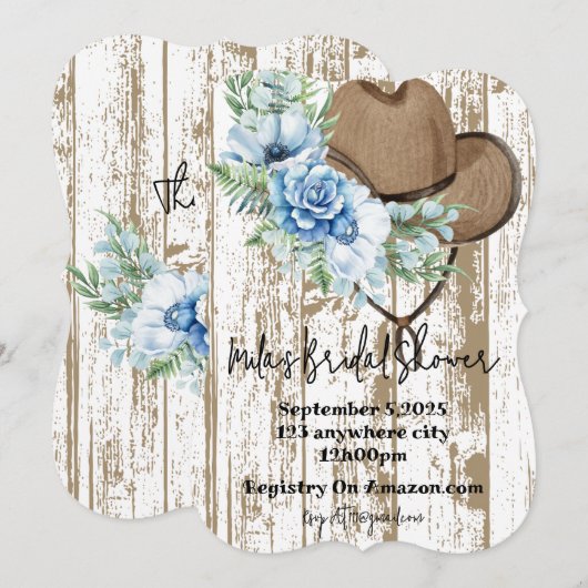 cowgirl bruids douche uitnodiging (Voorkant / Achterkant)