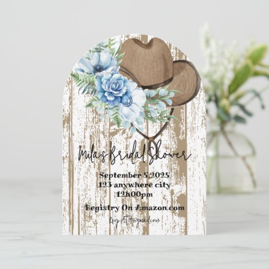 cowgirl bruids douche uitnodiging (Staand voorkant)