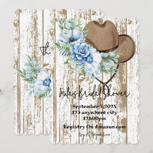 cowgirl bruids douche uitnodiging (Voorkant / Achterkant)