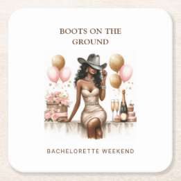 Cowgirl Bruidsfeest Uitnodiging Kartonnen Onderzetters