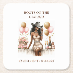 Cowgirl Bruidsfeest Uitnodiging Kartonnen Onderzetters