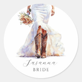 Cowgirl Bruidslaarzen Trouwjurk  Ronde Sticker