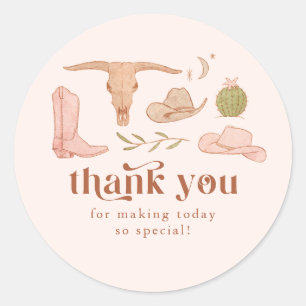 Cowgirl Bruiloft Feest Favor   Ronde Sticker