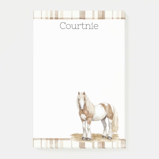 Cowgirl Bruin Geruit Strepen Paard Post-it® Notes (Voorkant)