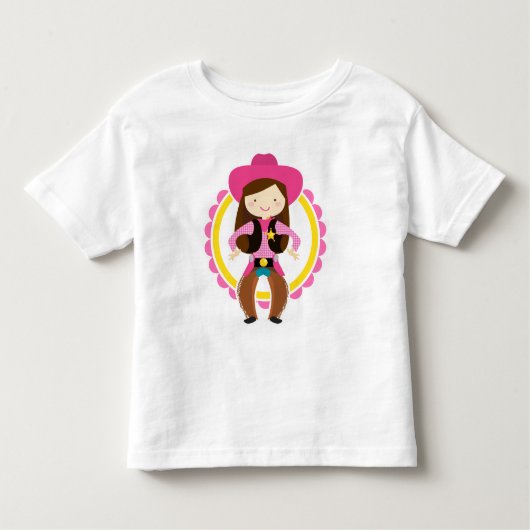 Cowgirl Brunette - Cute Pink Western Rodeo Land Kinder Shirts (Voorkant)