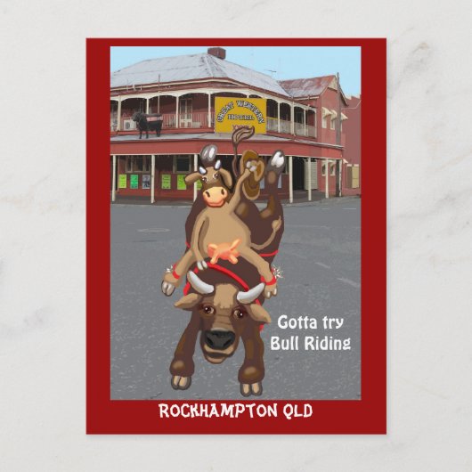 Cowgirl Bullrider Briefkaart (Voorkant)