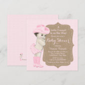 Cowgirl Burlap Baby shower Kaart (Voorkant / Achterkant)