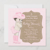 Cowgirl Burlap Baby shower Kaart (Voorkant)