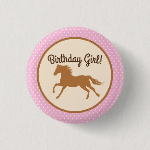 Cowgirl Button Pin Badge