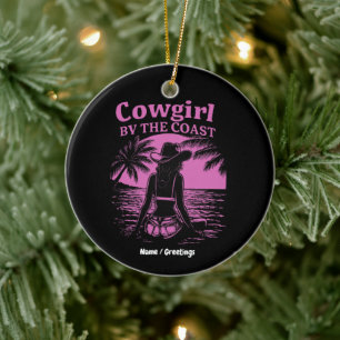 Cowgirl By The Coast Style Western Beachy Vrouwen Keramisch Ornament