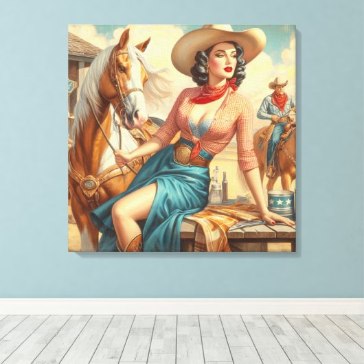  Cowgirl Canvas Afdruk (Insitu (Houten vloer))