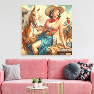  Cowgirl Canvas Afdruk