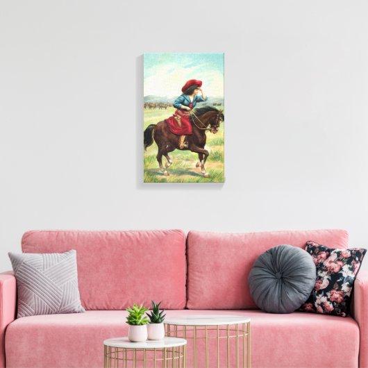  Cowgirl Canvas van 9 x 14,5 inch Afdruk (Insitu (Woonkamer))