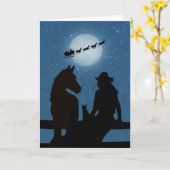 Cowgirl Cat en Santa Cute Holiday Kaart (Gele Bloem)