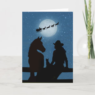 Cowgirl Cat en Santa Cute Holiday Kaart