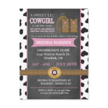 Cowgirl Chalkboard Baby shower Invitation Briefkaa