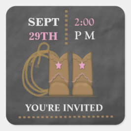 Cowgirl Chalkboard Baby shower Sticker