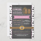 Cowgirl Chalkboard Baby Uitnodiging in roze (Voorkant)