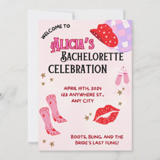 Cowgirl Chic Bachelorette Invitation Kaart