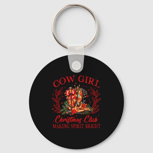 Cowgirl Christmas Club Making Srits Xmas Boots Cow Sleutelhanger (Voorkant)