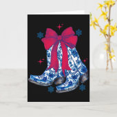 Cowgirl Christmas Funny Coquette Bow Boots Gift Me Kaart (Gele Bloem)