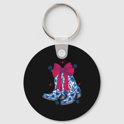 Cowgirl Christmas Funny Coquette Bow Boots Gift Me Sleutelhanger (Voorkant)