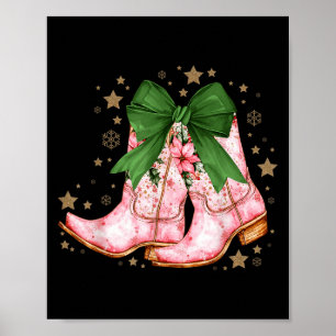 Cowgirl Christmas Howdy Christmas Pink Boots Cowgi Poster