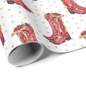 Cowgirl Christmas Waterverf Cadeaupapier (Rol Hoek)