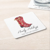 Cowgirl Christmas Waterverf Kartonnen Onderzetters (Schuin)