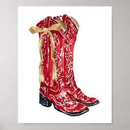 Cowgirl Christmas Waterverf Poster