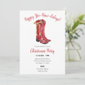 Cowgirl Christmas Waterverf Uitnodigt Kaart (Staand voorkant)