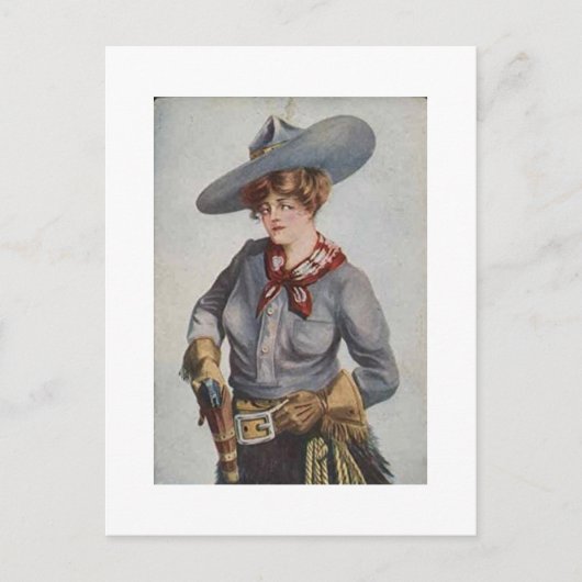 Cowgirl circa 1909 briefkaart (Voorkant)