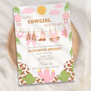 Cowgirl Clothesline Western Rodeo Girl Baby shower Kaart