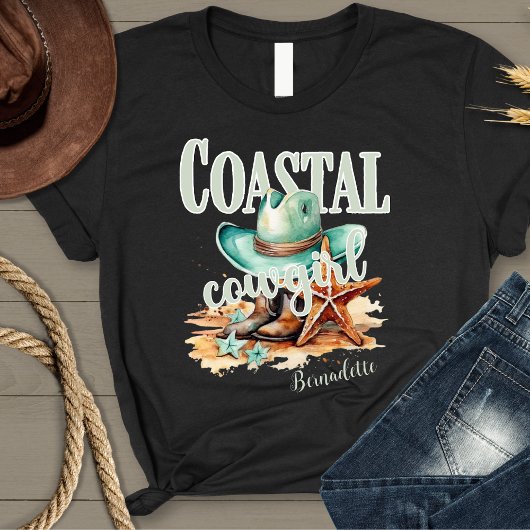 Cowgirl Coastal met Personalize Naam T-shirt