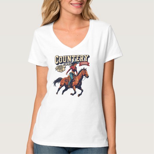 Cowgirl Codes: Country Spirit Unleashed T-shirt (Voorkant)