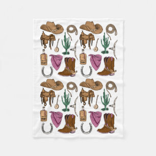 Cowgirl Collage Cozy Blanket - Western, roze en Fleece Deken