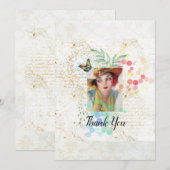 Cowgirl Collage in de Art Deco stijl. Bedankkaart (Voorkant / Achterkant)